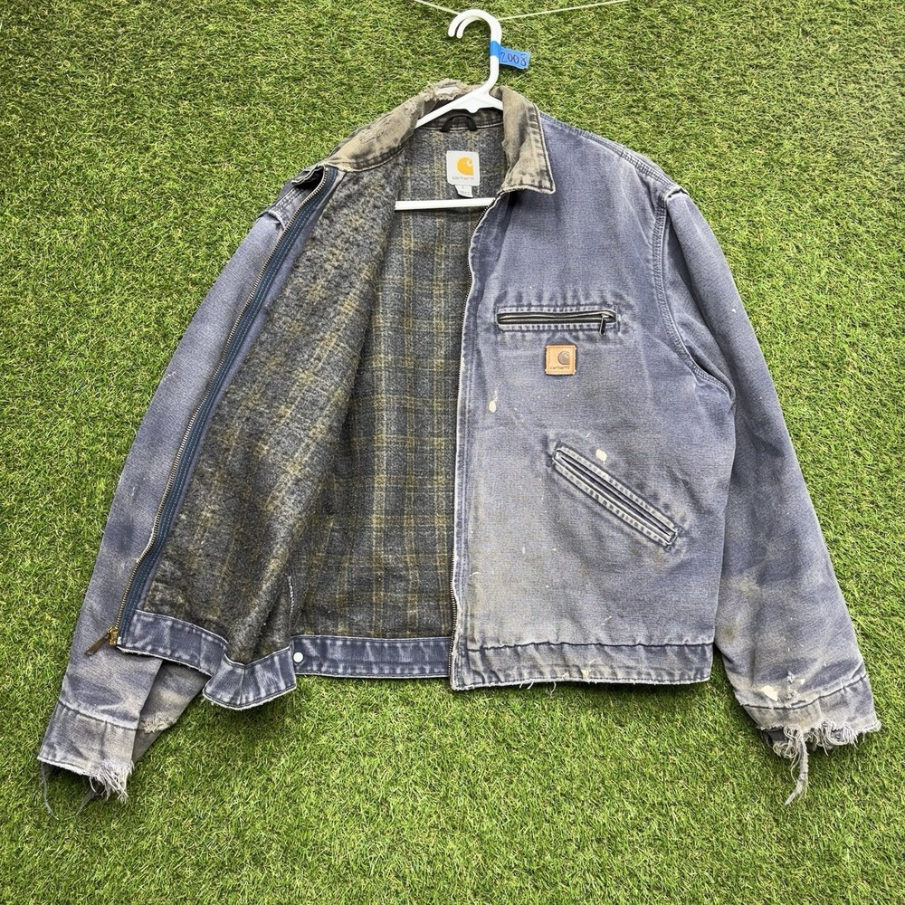 Carhartt Blanket Lined Detroit Jacket Mens Large Work J97 DPB Color Deep Blue